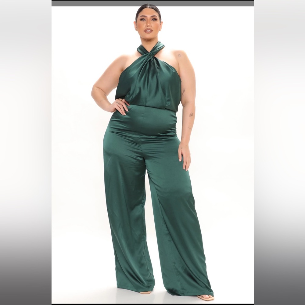 Emerald Green Satin Jumpsuit